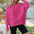thumbnail image 6 of Casual Split Hem Long Sleeve Sweatshirt For Women Round Neck Oversized Drop Shoulder Pullover Top Multiple Colors, 6 of 9