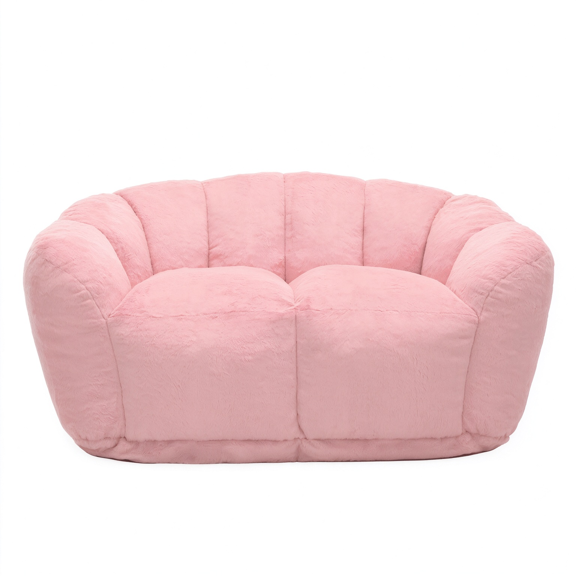 Oversized Floor Sofa for Living Room Bedroom, Bean Bag Chair for Adults, Ultra Soft Fluffy Loveseat Bean Bag Sofa, Cozy Reading Chair with Filler, Pink
