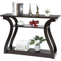 CQAOE Wood Console Table with Curved Legs and Shelf, 3 Tier Modern Accent Sofa Table for Entryway, Living Room, Hallway, 47 in Wide, Easy Assembly (Cappuccino/Dark Brown)