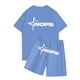 thumbnail image 1 of Sueño Conjunto de camisetas y pantalones cortos con cuello redondo y manga corta con estampado NOFS informal a la moda para hombre Cielo azul S, 1 of 3
