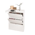 thumbnail image 3 of Narrow Shoe Cabinet, Shoe Cabinet with 3 Flip Drawers, Shoe Storage Cabinet for Entryway, 4-Tiers Freestanding Shoe Cabinet Organizer, Shoe Rack with Legs, White-White, 3 of 8