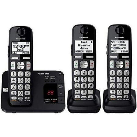 Panasonic Expandable Cordless Phone System with Answering Machine, 3 Handsets