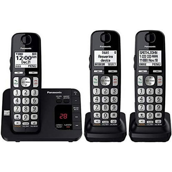 Panasonic Expandable Cordless Phone System with Answering Machine, 3 Handsets