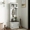 thumbnail image 2 of HOMCOM Hall Tree with Shoe Storage, Coat Rack with Shoe Bench, White, 2 of 8