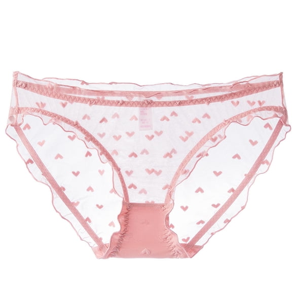Women's Bikini Panties Sheer Lace Briefs Lightweight Thin Mesh Underpants Seamless Panties S