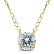 1/2 Carat Floating Round Diamond Solitaire Necklace in 14K Yellow Gold (J-K-L Color, I2-I3 Clarity)