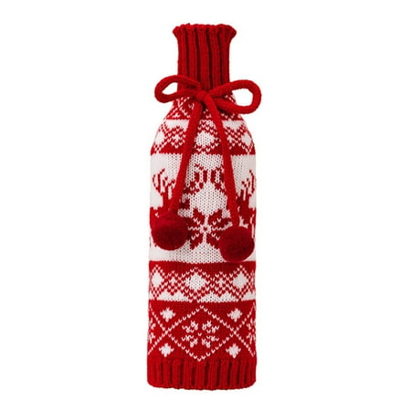 

Dream Lifestyle Christmas Wine Bottle Sleeve Christmas Wine Bottle Cover Knitted Sleeve for Festive Table Decoration