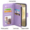 thumbnail image 6 of Compatible with Samsung Galaxy S24/S25 5G Wallet Phone Case and Tempered Glass Screen Protector Flower Faux Leather Flip Credit Card Holder Stand Zipper Cell Cover for S 24 24S 25 25S G5 Women Purple, 6 of 9