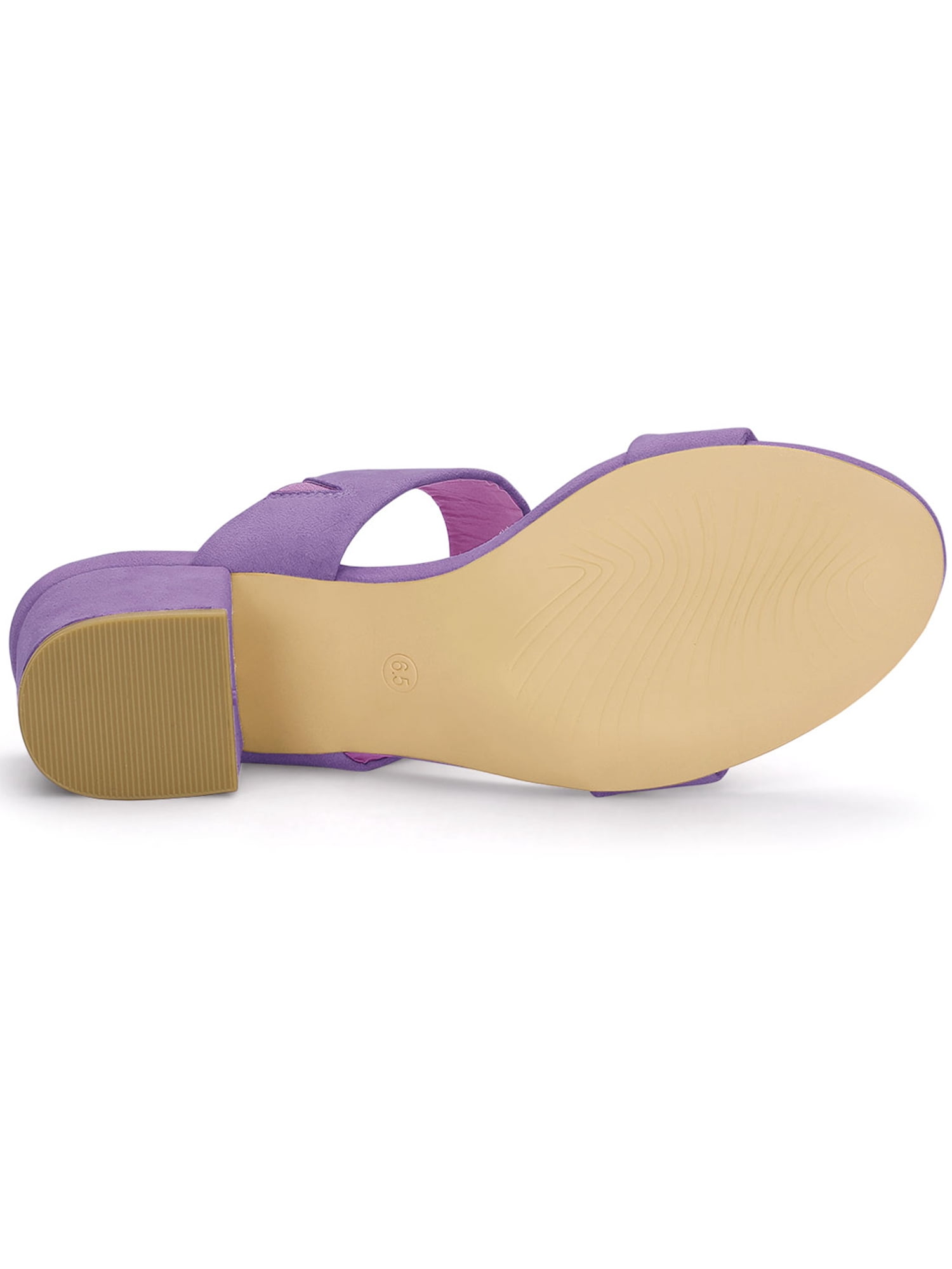 DARING DIVA Stylish Women's Block Heel Dual Straps Slide Sandals 7.5 Purple