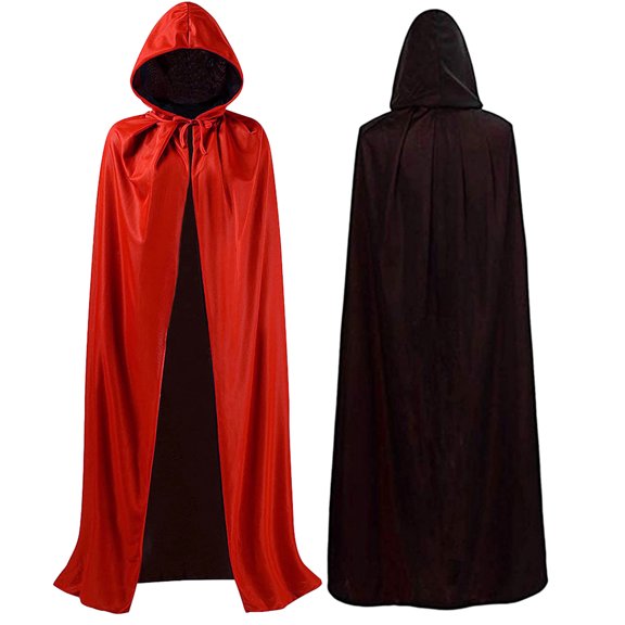 WIBACKER Kid Adult Halloween Vampire Cloak Wizard Reversible Hooded Cape Party Costume-31 Inch