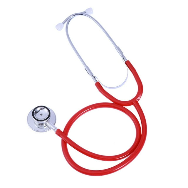 HLONK Double Sided Stethoscope Portable Medical Aid Auscultation Stethoscope Device Equipment Tool (Red)