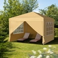 thumbnail image 3 of BAYUELSWU Pop-up Canopy Tent 10 x10 Ft Carpas para Patio Two Doors & Two Windows Practical Waterproof Right-Angle Folding Tent for Camping, Patio, Party, Backyard (Khaki), 3 of 8