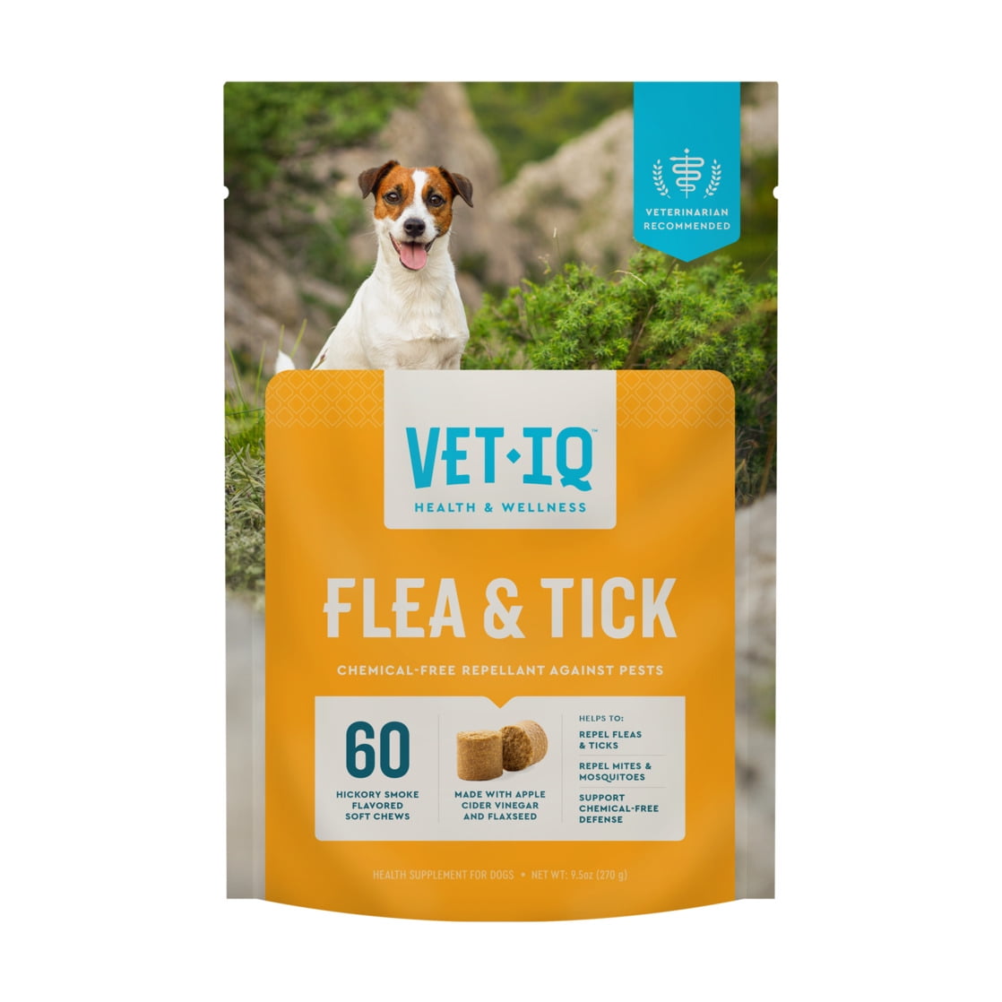 VetIQ Flea & Tick Supplement for Dogs, Hickory Smoke Flavored Chews, 60 Count