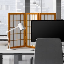 2 ft. Tall Desktop Window Pane Shoji Screen - Honey - 3 Panels