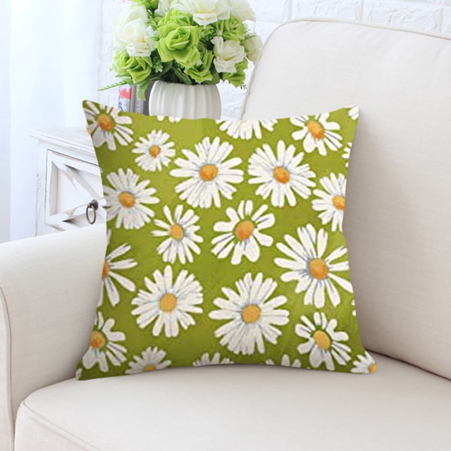 Flowers Style Pillowcase Natural Style Pillowcase Suitable For Living Room Sofa Car Seat Size Is 17.71x17.71 Inches