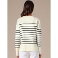 thumbnail image 3 of DARING DIVA Women's Striped Pullover Spring Crewneck Knit Sweater M White, 3 of 6
