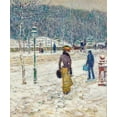 thumbnail image 2 of Hassam, Childe 15x17 Gold Ornate Wood Framed with Double Matting Museum Art Print Titled - New York Street, 2 of 4