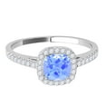 thumbnail image 3 of Aonejewelry 1.10 Ct. Ttw Diamond and Cushion Shaped Aqumarine Ring in 10K White Gold, 3 of 4