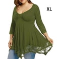 thumbnail image 3 of Jumpingount Vestido corto de encaje Color sólido Transpirable Casual Bordado floral Mujeres Swing Sundress Oficina Citas Ropa de verano Vestidos Verde SG, 3 of 6