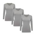 thumbnail image 1 of Natural Uniforms T-Shirt à Manches Longues en V pour Femmes Pack de 3 - Pack de 3 (X-Small, 3 Pack Gris), 1 of 4