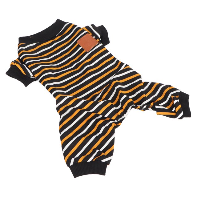 4 Legged Dog Pajamas, Dog Pajamas Yellow And White Stripes Exquisite High Collar For Photo Shoots ANGGREK S