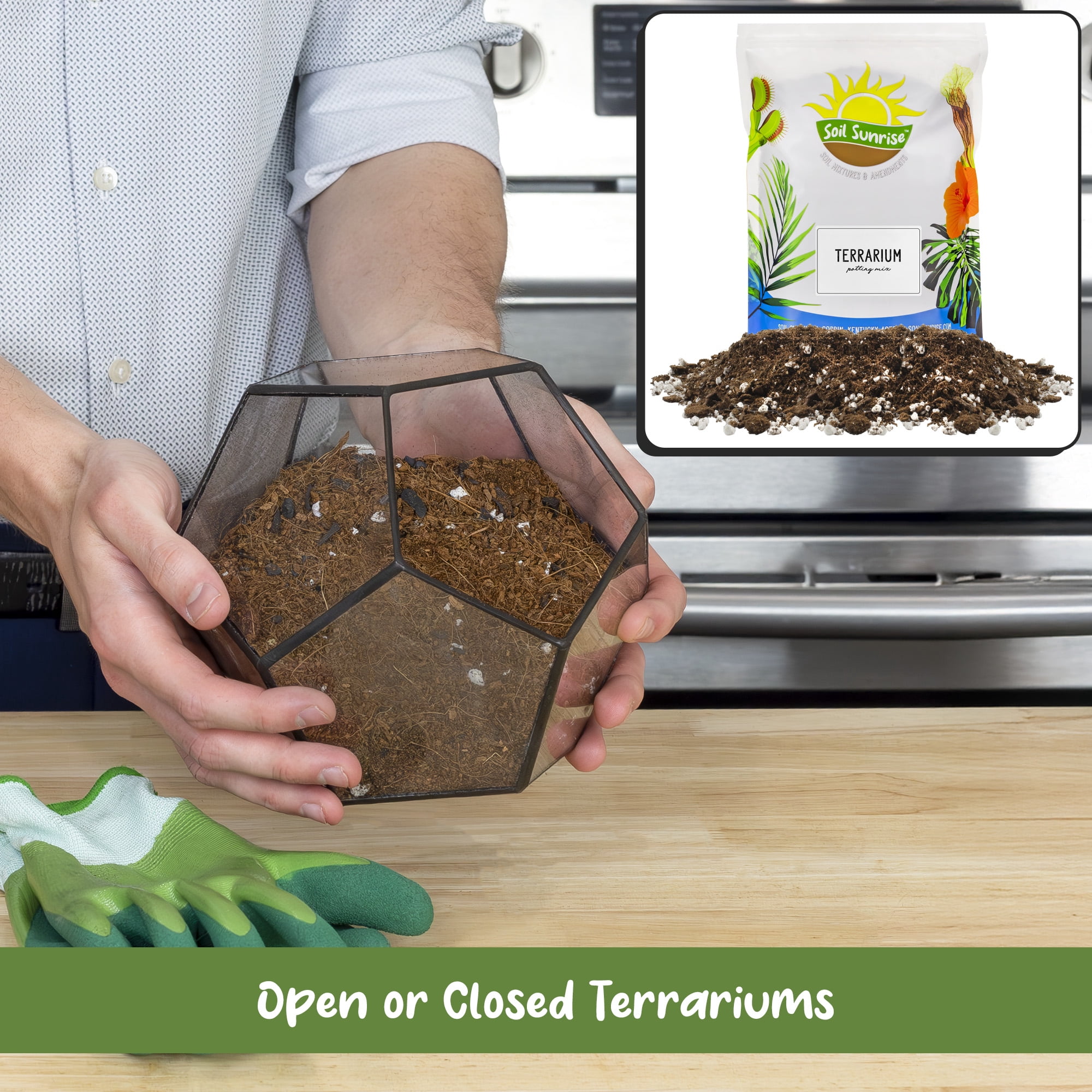 Terrarium Potting Soil Mix (8 Quarts), w/ Blended Filtering Charcoal Custom Made for Terrariums