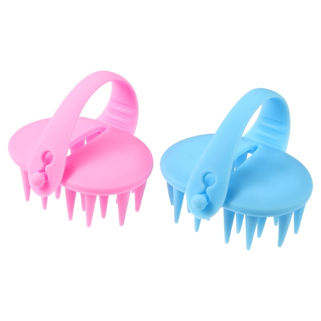 Peine de masaje de 2 uds, cepillo de champú, productos para el cuidado del cuero cabelludo para el crecimiento del cabello y anticaspa, rosa azul, resina