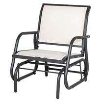 Outdoor Glider Chair, Steel Patio Glider with Curved Armrests, Cream White - Porch, Garden, Balcony Seating