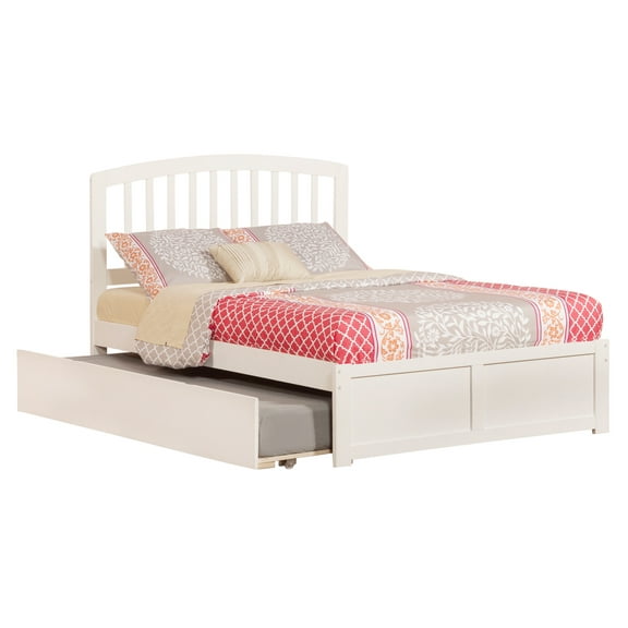 Richmond Platform Bed with Matching Foot Board with Twin Size Urban Trundle Bed, White, Twin