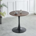 thumbnail image 6 of 31.5" Walnut & Black Tulip Dining Table - Mid-Century Modern Pedestal Table for 2-4 People, 6 of 10