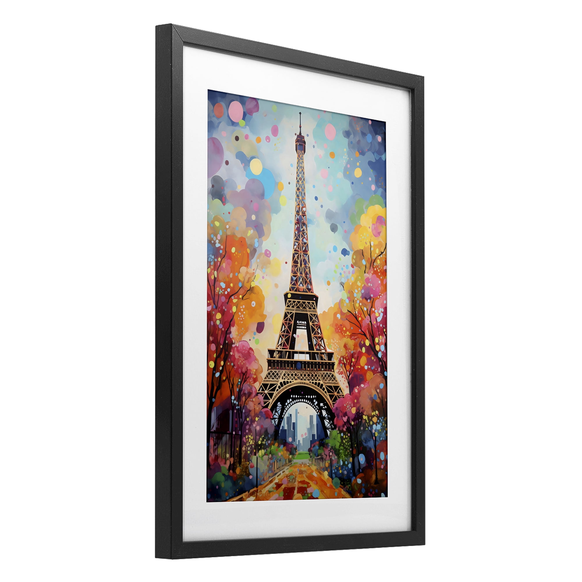 Stupell Industries Eiffel Tower with Colorful Trees Black Framed Print Under Glass, design by Creative Studio