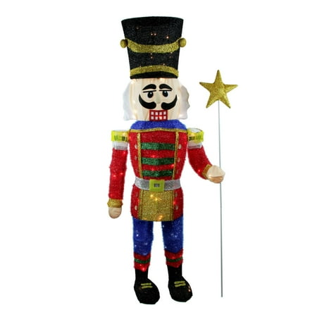 65" Lighted Sparkling Tinsel Nutcracker Christmas Outdoor Decoration