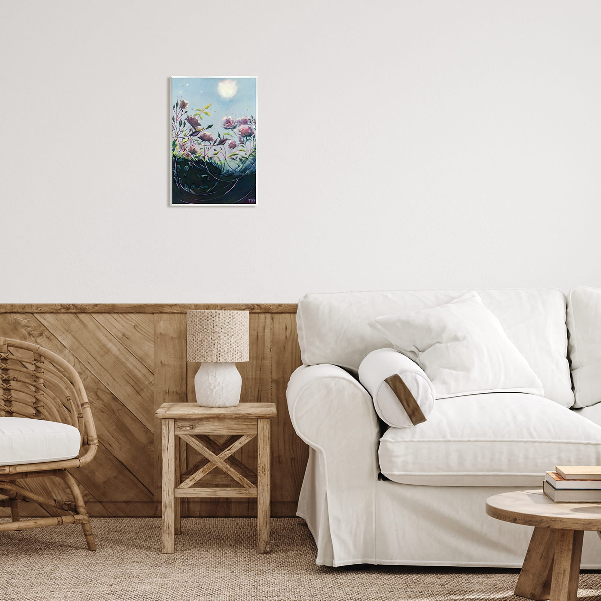 Stupell Industries Surreal Intertwining Flower Stems Modern Sky Landscape Painting Unframed Art Print Wall Art, Design by Lisa Timmerman