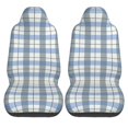 thumbnail image 2 of XMXT 2Pcs Car Seat Cover Decor Protector, Blue Plaid Lines Retro Prints Front Seat Covers for Cars SUVs, Universal Fit, 2 of 9