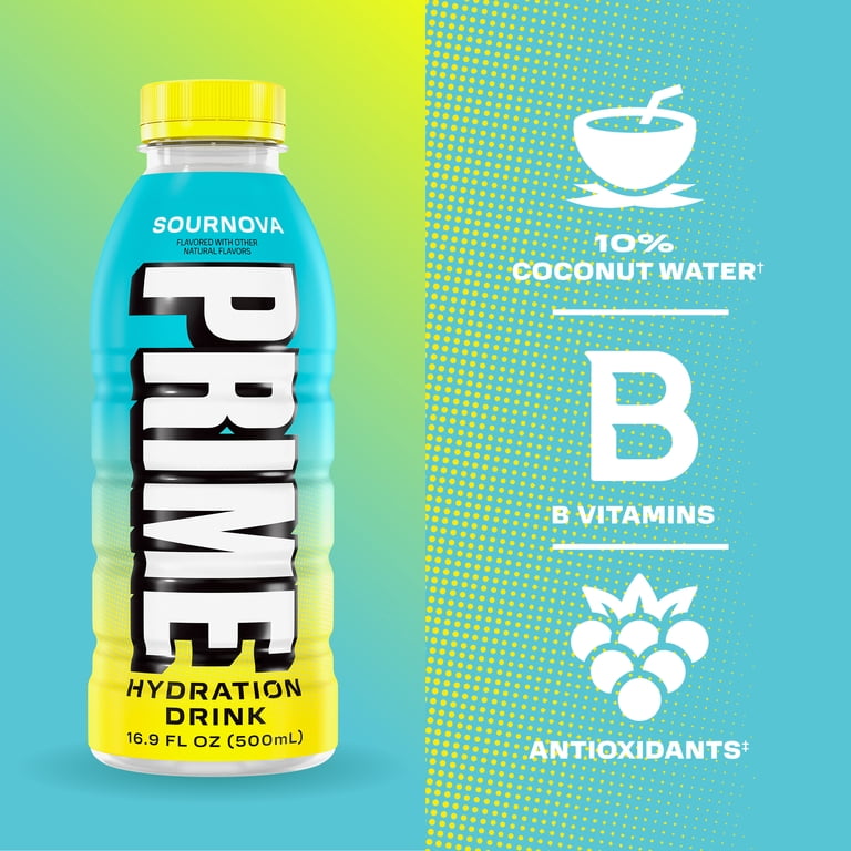 Prime Hydration Sports Drink, Sournova, 16.9 fl oz, 12 Pack photo 4