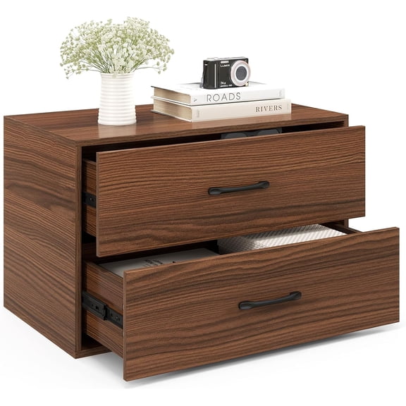 WoofPaw Dressers Stackable 2 Drawer Horizontal Organizer W/Handles Dresser Tower for Bedroom, Living Room, Office Supplies,Closet 2-Drawer Storage Cube (1, Brown)