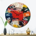 thumbnail image 2 of Designart "Cubist Fusion Red Blue Harmony" Cubism Oversized Wall Clock, 2 of 5