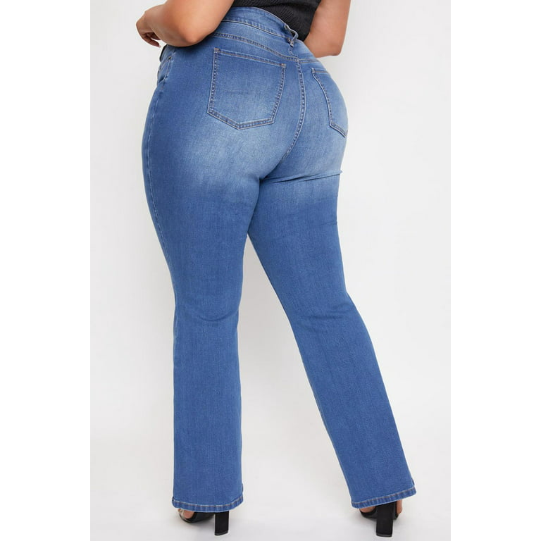 Women Blue Flare Skinny Plus Size Jeans Femmes High Waist Buttons Full  Length Casual Baggy Jeans - China Jeans Fesses and Women Plus Jeans price
