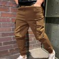 thumbnail image 3 of Vedolay Summer Pants Men Summer Fashion Casual Short Sport Jogger Jogging Long Sports Pants,Khaki M, 3 of 5