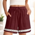 thumbnail image 2 of SBYOJLPB Women's Linen Short Pants Hollowed Out Lace Elastic Waist Drawstring Shorts and Trousers, 2 of 9
