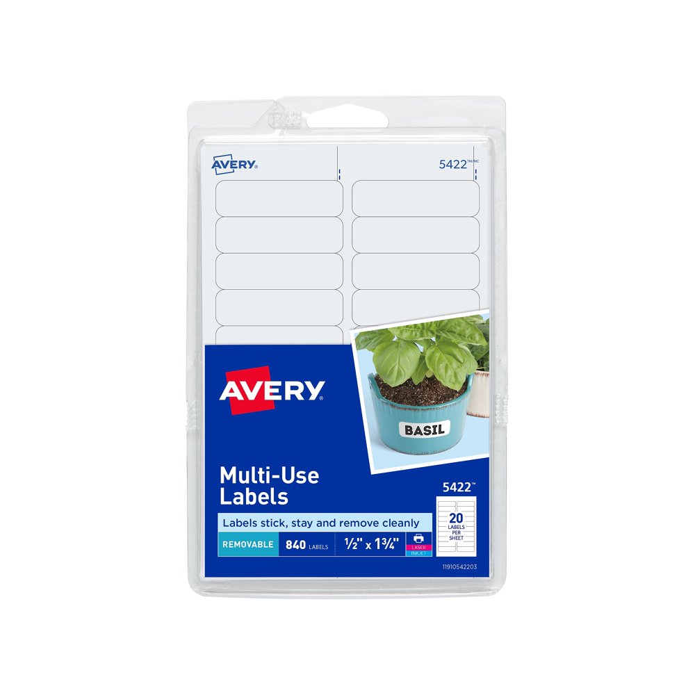 Avery Laser/Inkjet Multipurpose Labels 1/2" x 1 3/4" White 20/Sheet
