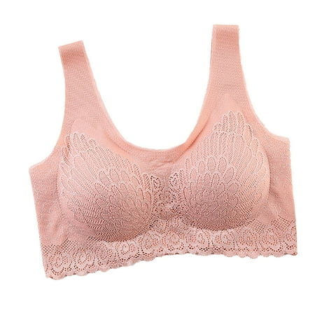 HCURIBAD Wireless Bras  Clearance! Bras for Women Women Sexy Lace Transparent Bras Womens Lingerie  Push up Bra  Backless Bra  Bras for Women Pink M