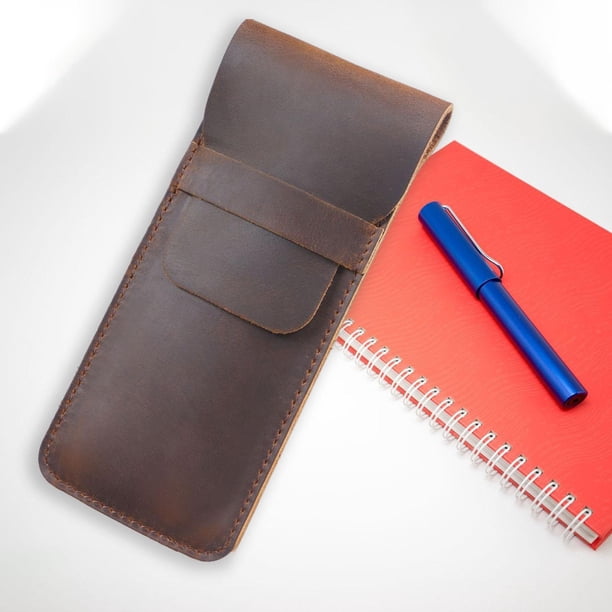 Portalápices portátil Estuche para lápices Funda protectora para bolígrafos Artículos diversos Bolsa de almacenamiento Suministros de oficina Estuche L Marrón Fernando Titular de la caja de la pluma