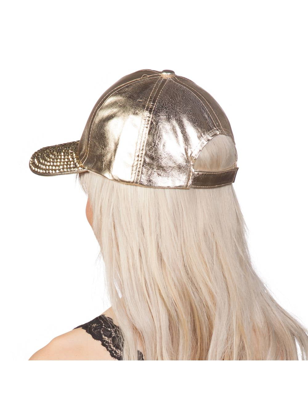 Womens Metallic Baseball Cap w// Sequined Bill