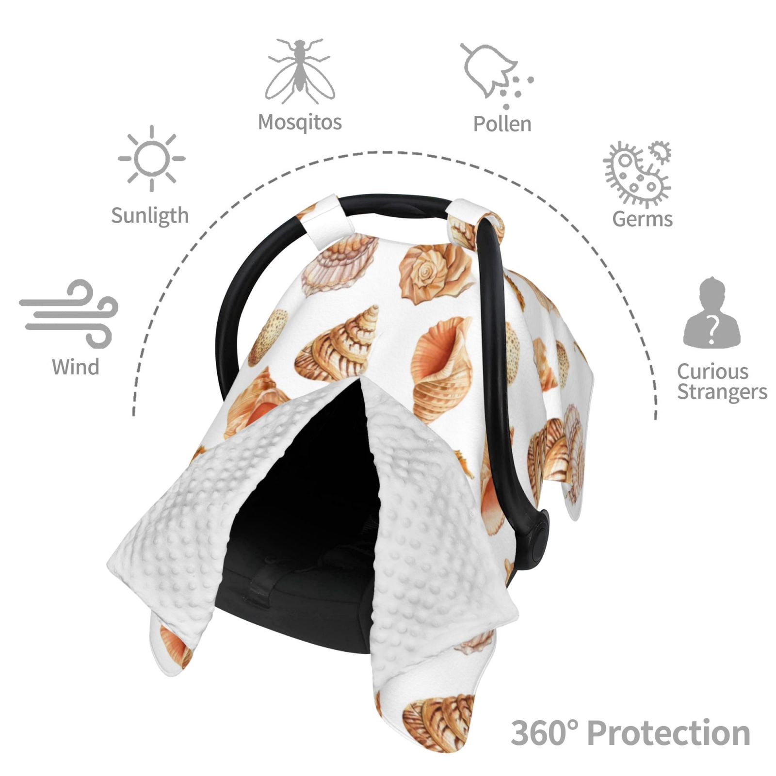 Car Seat Cover Baby - Conch Shell No.J937 Breathable Infant Car Seat Cover for Baby Carseat, Lightweight Comfort Baby Essentials Must Haves Newborn Stuff for Girl Boy
