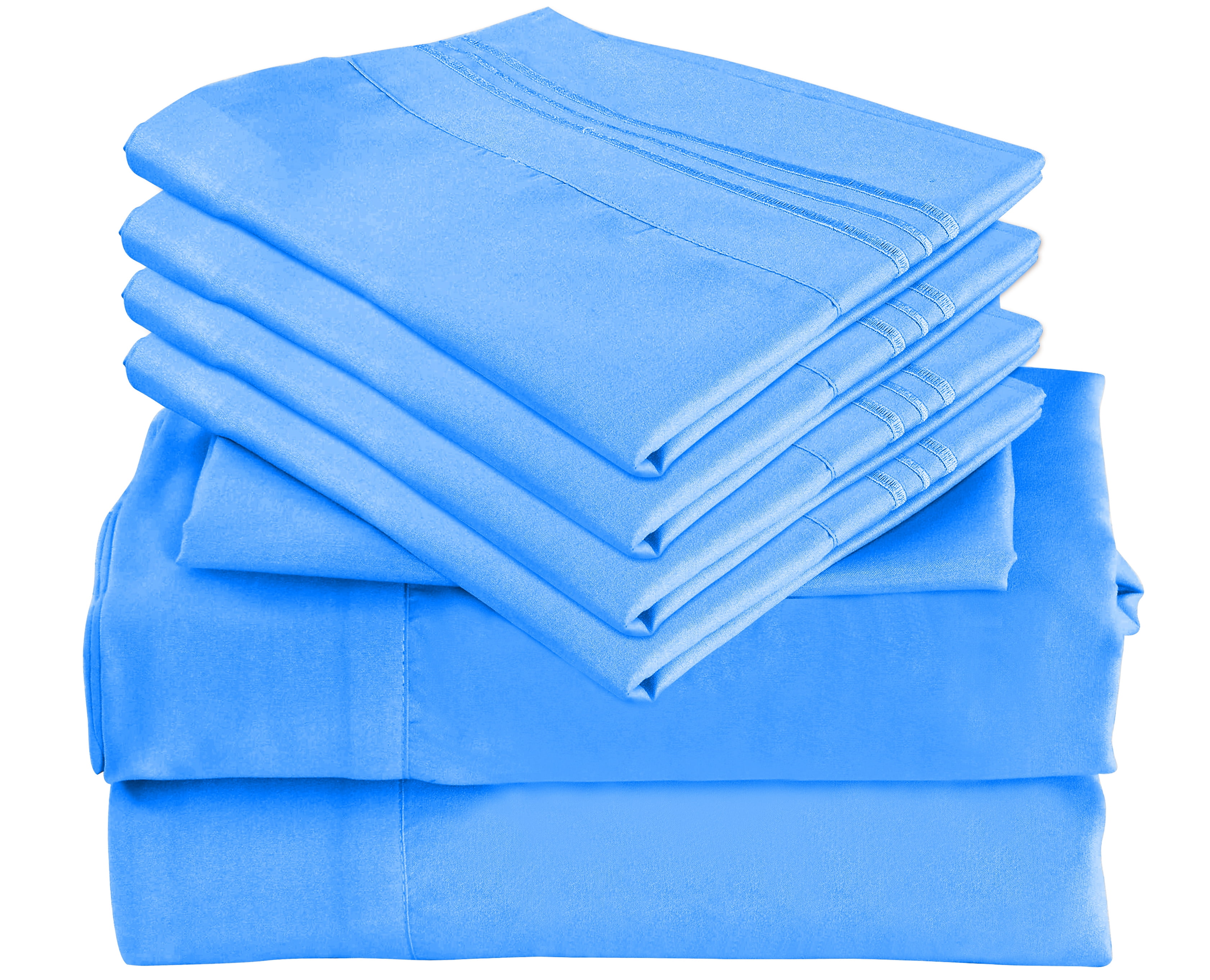 6 Piece Luxury Rayon Made From Bamboo Sheets Set- King Blue Sheets, Softer Than Cotton-Up To 16" Deep Pockets-Wrinkle Free-Extremely Soft Bamboo Derived Rayon Sheets- King,Blue