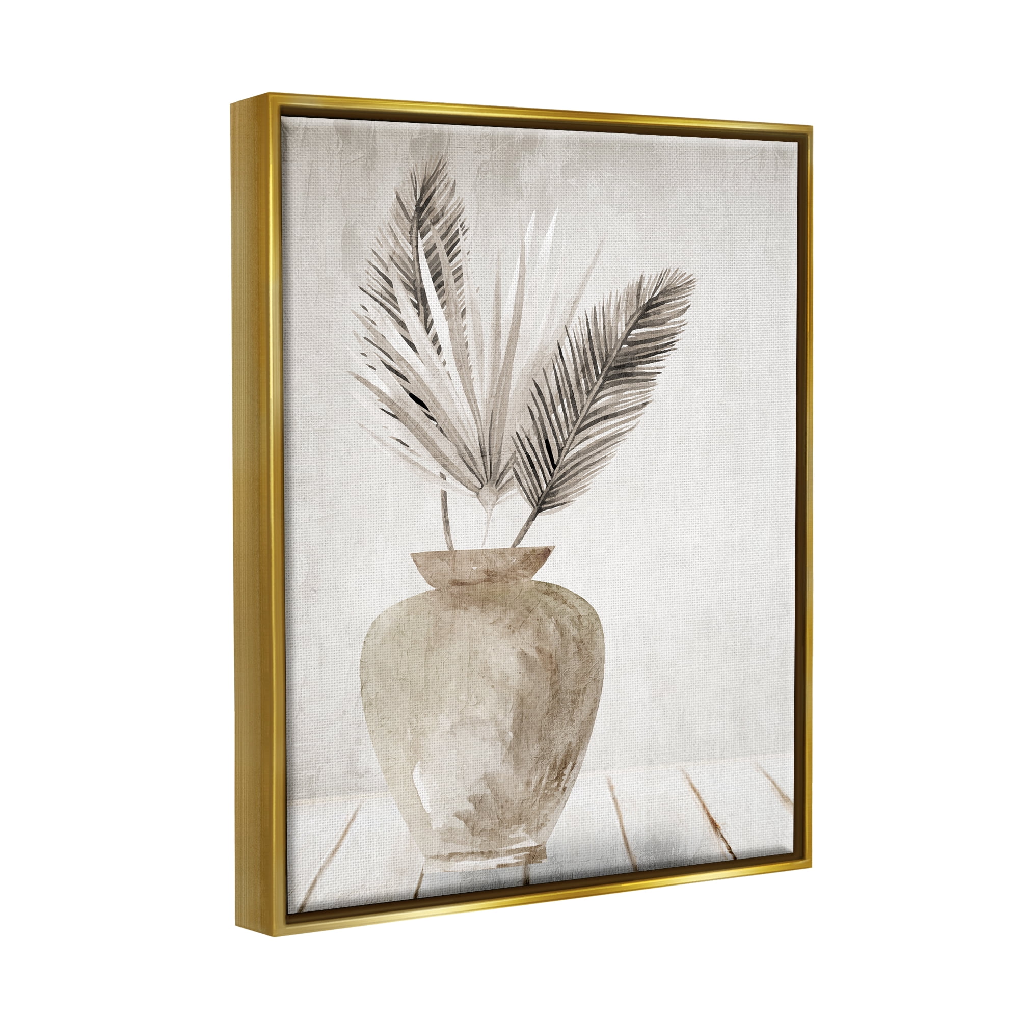 Stupell Industries Rustic Botanical Fronds Botanical & Floral Painting Gold Floater Framed Canvas Art Print Wall Art, 25 x 31