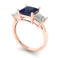 thumbnail image 2 of Clara Pucci 14K Rose Gold 2.5ct BlueSapphire Three-Stone Ring for Women, 2 of 8