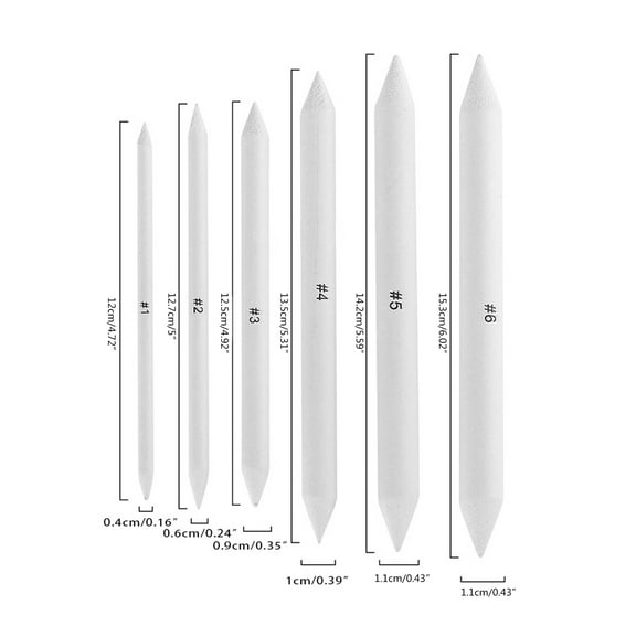 TwhqxjCN 6 Pcs Blending Stumps and Tortillions Paper Art Blenders Drawing Pencils for Student Artist Charcoal Sketch Drawing Tool Paper
