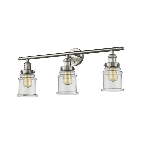 Innovations 205-SN-G182-LED Canton 3 Light Bath Vanity Light part of the Franklin Restoration Collection, Brushed Satin Nickel